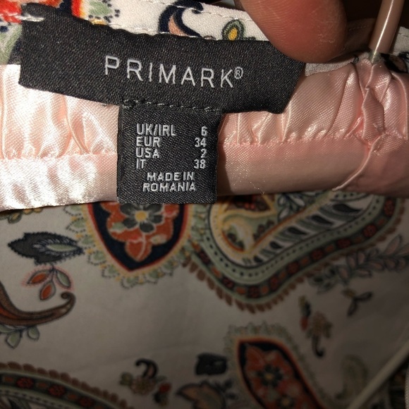Primack size small white print short sleeve  top ties at waist - Picture 6 of 10